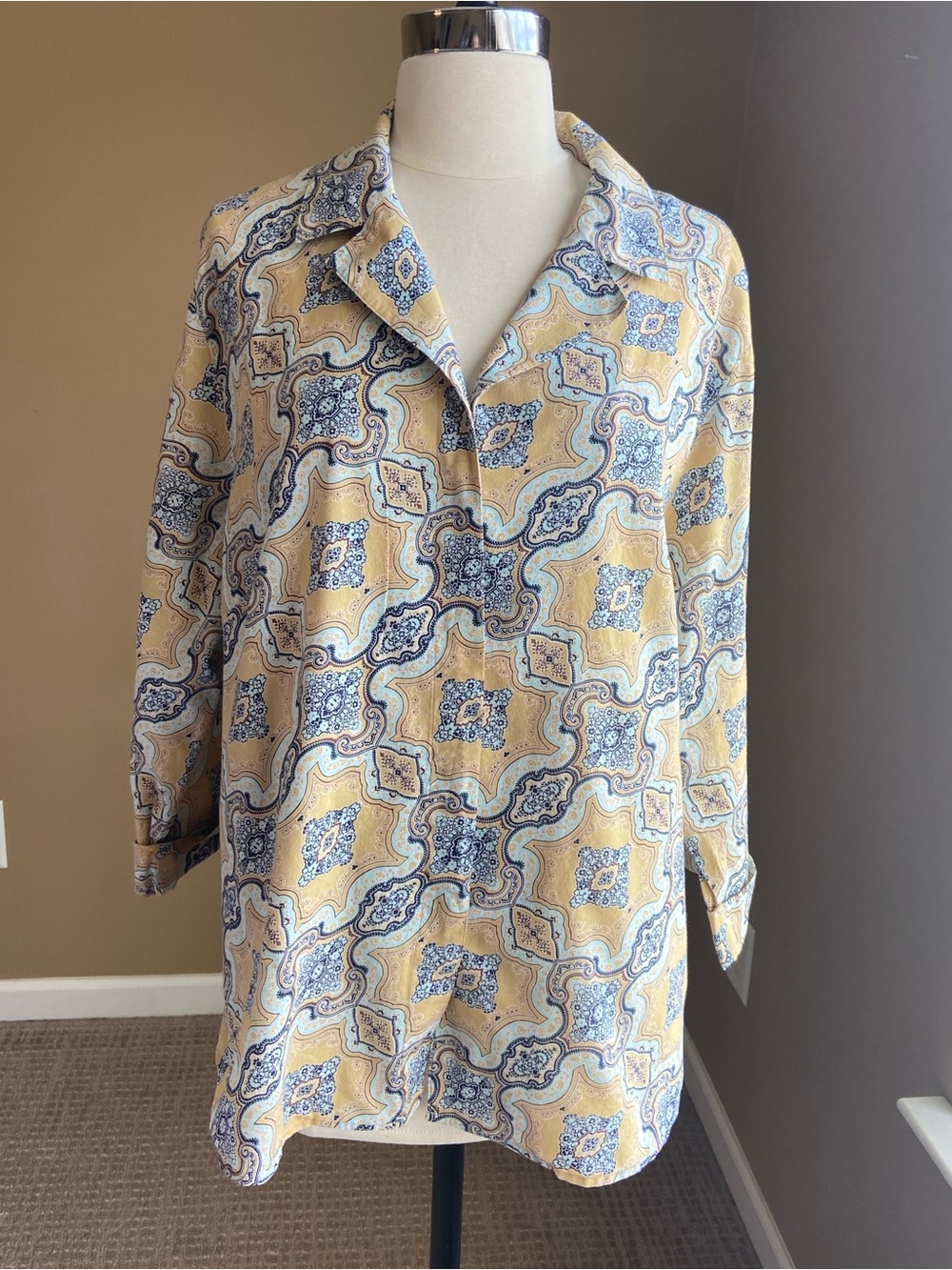Vintage 80’s 90’s Elana by Tanner Paisley Button Front Blouse Size 18 Boho Retro